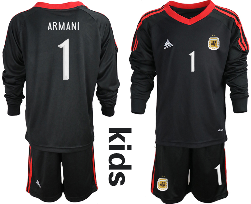 Cheap Youth 2020-2021 Season National team Argentina goalkeeper Long sleeve black 1 Soccer Jersey